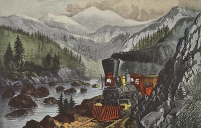 Droga do Kalifornii, Truckee River, Sierra-Nevada, wyd. 1871, Currier i Ives